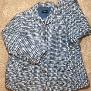 Talbots blue/grey/ivory tweed jacket